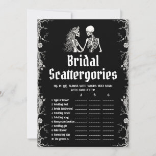 Black Halloween Skeleton Bridal Scattergories Game Einladung