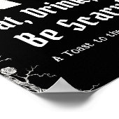 Black Halloween Skeleton Eat Drink & Be Beängstige Poster (Ecke)