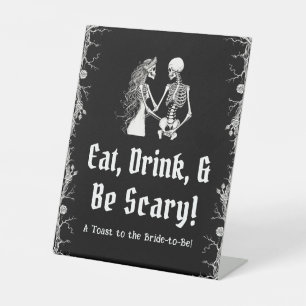 Black Halloween Skeleton Eat Drink & Be Beängstige Sockelschild