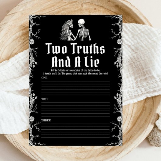 Black Halloween Skeleton Zwei Wahrheiten und ein L Einladung