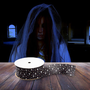 Black Halloween Skull Eyeballs Knochenmuster Ripsband