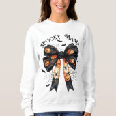Black Halloween Spooky Mama Bow Coquette Sweatshirt (Vorderseite)