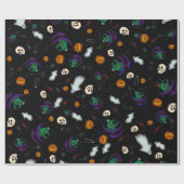 Black Halloween Wrapping Paper Geschenkpapier (Flach)