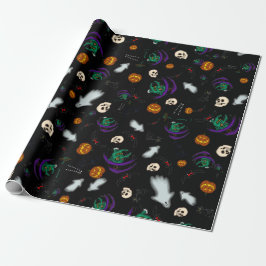 Black Halloween Wrapping Paper Geschenkpapier