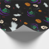 Black Halloween Wrapping Paper Geschenkpapier (Ecke)