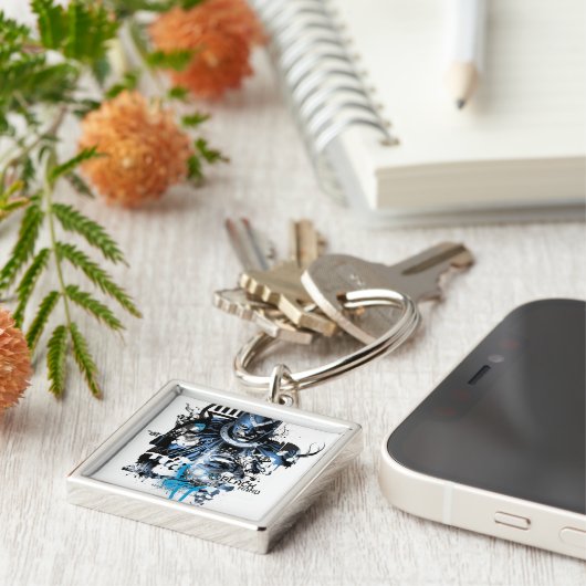 Black Hand - Blue Collage Schlüsselanhänger (Seite)