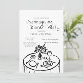 Black Hand Drawing Whimsy Erntedank Dinner Einladung (Stehend Vorderseite)