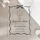 Black Hand Drawn Bow Wedding Save the Date Acryleinladungen