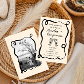 Black hand drawn champagne Whimsical Wedding  Einladung