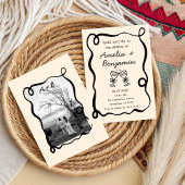 Black hand drawn champagne Whimsical Wedding  Einladung