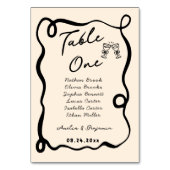 Black Hand Drawn Champagne Whimsical Wedding Tischnummer (Vorderseite)