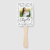 Black Hand Drawn Doodle Graduation 2 Photo White Fächer (Vorderseite)