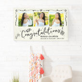 Black Hand Drawn Doodles Graduation 3 Photo Cream Banner (Insitu)