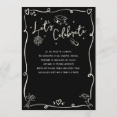 Black Hand Drawn Doodles Graduation Photo Cream Ankündigung (Rückseite)