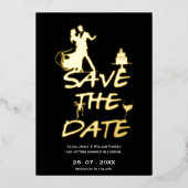 Black Hand Drawn Funky Whimsical Minimal Wedding Folieneinladung (Vorderseite)