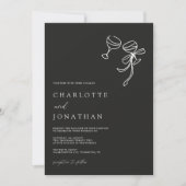 Black Hand Drawn Scribble Moderne QR Code Hochzeit Einladung (Vorderseite)