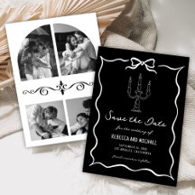 Black Hand Drawn White Bow Photo Wedding