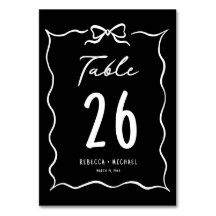 Black Hand Drawn White Bow Wedding