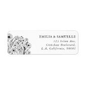 Black Hand Drawn Wildflowers Rustic Return Address (Vorne)