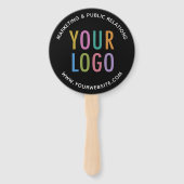 Black Hand Held Fan with Company Logo Custom Print Fächer (Rückseite)