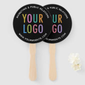 Black Hand Held Fan with Company Logo Custom Print Fächer (Vorne und Hinten)