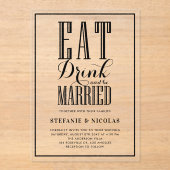 Black Hand Letted Calligrafy Wedding Acryleinladungen (Vorderseite)