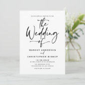 Black Hand Letted Calligrafy Wedding Einladung (Stehend Vorderseite)