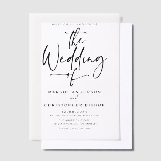 Black Hand Letted Calligrafy Wedding Pergament Einladungen (Versetzt)