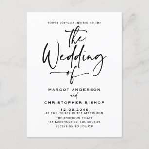 Black Hand Letted Calligraphy Boho Wedding Einladungspostkarte