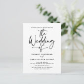 Black Hand Letted Calligraphy Boho Wedding Einladungspostkarte (Stehend Vorderseite)