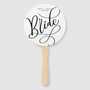 Black Hand Letted Script Bride Wedding Fan Fächer