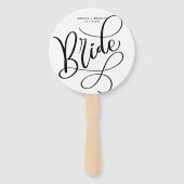 Black Hand Letted Script Bride Wedding Fan Fächer (Vorderseite)