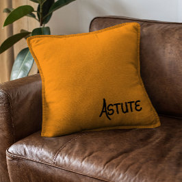 Black Hand lettered complimentary word Astute Kissen