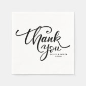 Black Hand Lettered Wedding Danke Serviette (Vorderseite)