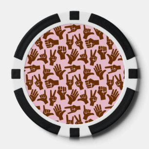 Black Hand Signal Peace Rock Kampf Chill Surf Stop Pokerchips