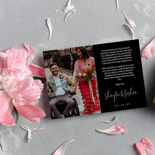 Black Hand-Writing Script Foto Hochzeit Vielen Dan Dankeskarte