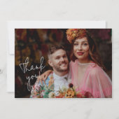 Black Hand-Writing Script Foto Hochzeit Vielen Dan Dankeskarte (Vorderseite)