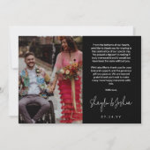 Black Hand-Writing Script Foto Hochzeit Vielen Dan Dankeskarte (Rückseite)