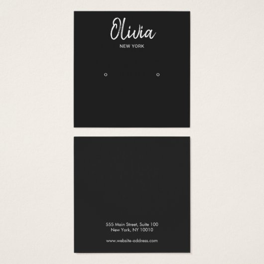 BLACK Handgeschriebene Skriptsteckerkarte Earring (Vorne & Hinten)