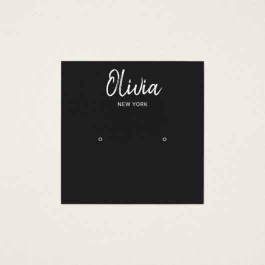 BLACK Handgeschriebene Skriptsteckerkarte Earring (Vorderseite)