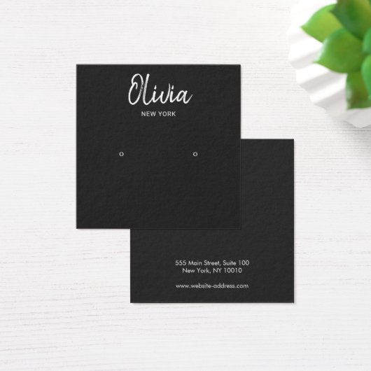 BLACK Handgeschriebene Skriptsteckerkarte Earring (Schreibtisch)