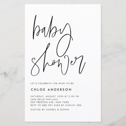 Black Handgeschriebenes Script Baby Shooting Einla (Vorderseite)