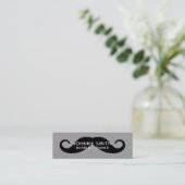 Black Handlebar Mustache Barber Mini Visitenkarte (Stehend Vorderseite)