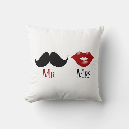 Black Handlebar Mustache Mr. und Mrs. Kissen (Vorderseite)