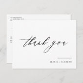 Black Handwriting Calligraphy Wedding Vielen Dank Postkarte (Vorne/Hinten)