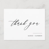 Black Handwriting Calligraphy Wedding Vielen Dank Postkarte (Vorderseite)