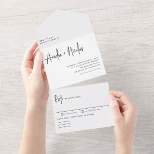 Black Handwriting Modern Typografy Wedding All In One Einladung