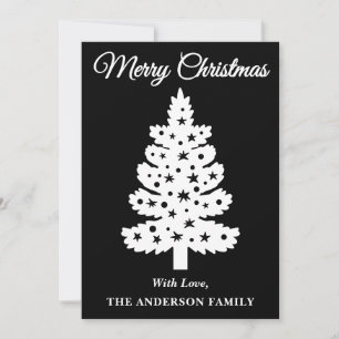 Black Handwriting Script Weihnachtsbaum Feiertagskarte
