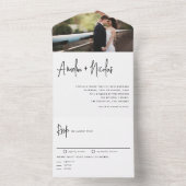 Black Handwriting Typografy Foto Wedding All In One Einladung (Innen)