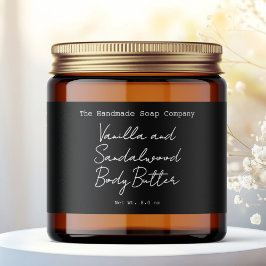 Black Handwritten Typed Look Body Butter Jar Label Wasserflaschenetikett
